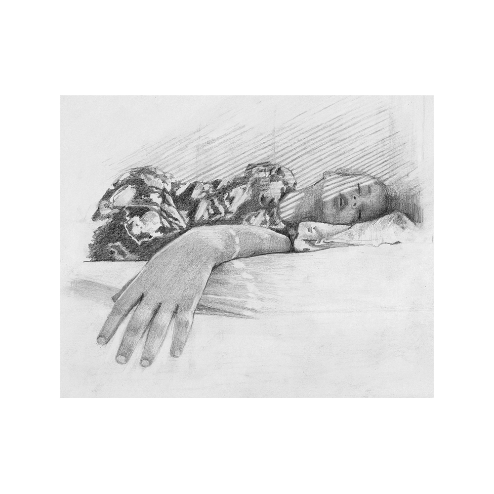 Yaara sleeping, 2020, pencil on paper, 30×40 cm